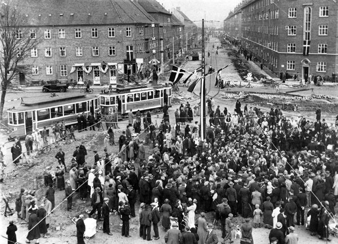 Indvielsen af den nye vendeplads for sporvogne, 1937